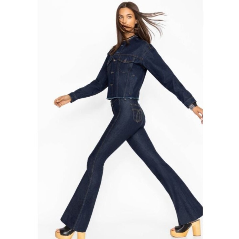 NEW Johnny‎ Was Womens 25 Rue De La Flare Jeans Blue High Rise Dark Wash Denim